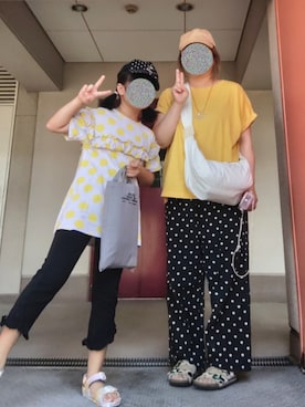 「14+（イチヨンプラス）のアイテム（帽子）」を使った、ぴよりあさん（レディース・155cm）の夏コーディネート