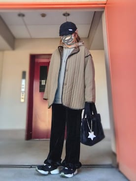 「アイテム（パーカー）」を使った、ぴよりあさん（レディース・155cm）の秋コーディネート