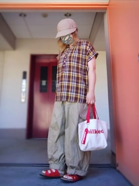 「milsa（ミルサ）のアイテム（帽子）」を使った、ぴよりあさん（レディース・155cm）の秋コーディネート