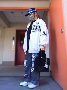 「H&M（エイチ・アンド・エム）のアイテム（MA-1）」を使った、ぴよりあさん（レディース・155cm）の冬コーディネート