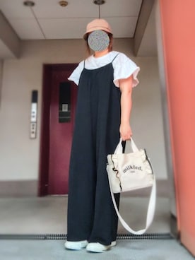 「アイテム（サロペット/オーバーオール）」を使った、ぴよりあさん（レディース・155cm）の秋コーディネート