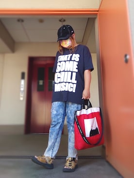 「SUPER HAKKA（スーパーハッカ）のアイテム」を使った、ぴよりあさん（レディース・155cm）の秋コーディネート