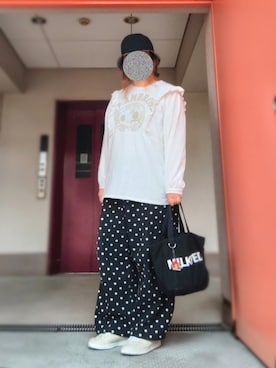 「ドットパンツ」｜ぴよりあさん（レディース・155cm）の秋コーディネート