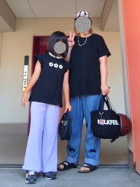 「アイテム（ポーチ、ブラック系）」を使った、ぴよりあさん（レディース・155cm）の夏コーディネート