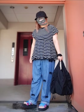 「milsa（ミルサ）のアイテム（帽子）」を使った、ぴよりあさん（レディース・155cm）の秋コーディネート