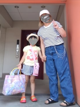 「RAY CASSIN（レイカズン）のアイテム（キャップ）」を使った、ぴよりあさん（レディース・155cm）の夏コーディネート