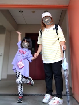 「RAY CASSIN（レイカズン）のアイテム（キャップ）」を使った、ぴよりあさん（レディース・155cm）の夏コーディネート