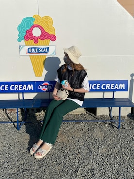 「RAG MACHINE（ラグマシーン）のアイテム（ハット）」を使った、ayaさん（レディース・162cm）の秋コーディネート