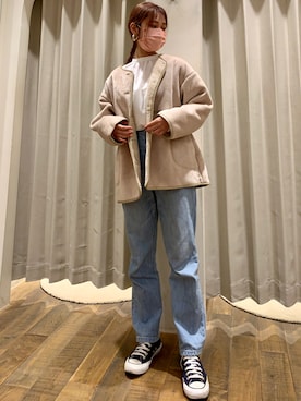 「秋トレンド2021」｜「アイテム（ノーカラージャケット）」を使った、kano___さん（レディース・158cm）の秋コーディネート