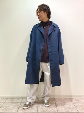 「JUNRED（ジュンレッド）のアイテム（トレンチコート）」を使った、せいじさん（メンズ・175cm）の秋コーディネート