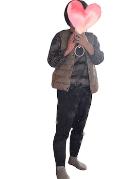 「アイテム（ダウンベスト）」を使った、みくさん（レディース・153cm）の秋コーディネート