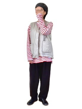 「スウェットギャザーパンツ」｜「アイテム（ジャケット/アウター）」を使った、misakiさん（レディース・162cm）の春コーディネート