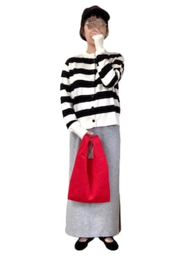 「アイテム（エコバッグ/サブバッグ、レッド系）」を使った、misakiさん（レディース・162cm）の春コーディネート