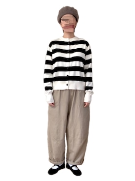 「MERLOT（メルロー）のワイドシルエット切替コクーンパンツ2966（その他パンツ）」を使った、misakiさん（レディース・162cm）の春コーディネート