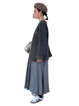 「DANTON（ダントン）のアイテム（ノーカラージャケット）」を使った、misakiさん（レディース・162cm）の冬コーディネート