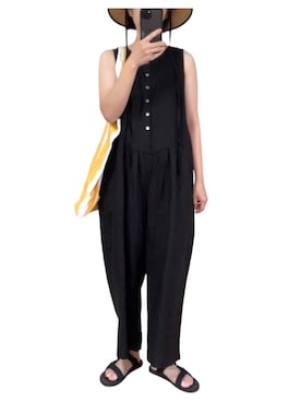 「むぎわら帽子」｜「アイテム（サロペット/オーバーオール）」を使った、misakiさん（レディース・162cm）の夏コーディネート