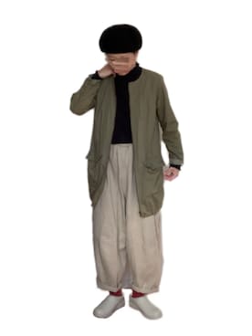 「MERLOT（メルロー）のワイドシルエット切替コクーンパンツ2966（その他パンツ）」を使った、misakiさん（レディース・162cm）の冬コーディネート