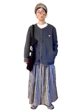 「DANTON（ダントン）のアイテム（ノーカラージャケット）」を使った、misakiさん（レディース・162cm）の冬コーディネート