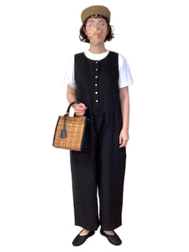 「白黒」｜「アイテム（ハンチング/ベレー帽）」を使った、misakiさん（レディース・162cm）の夏コーディネート