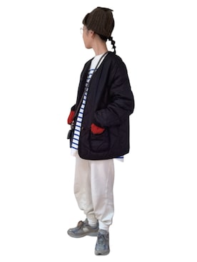 「キルトジャケット」｜「アイテム（帽子）」を使った、misakiさん（レディース・162cm）の冬コーディネート