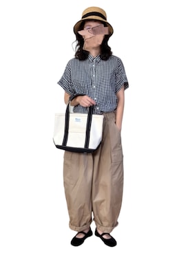 「アイテム（カーゴパンツ）」を使った、misakiさん（レディース・162cm）の秋コーディネート