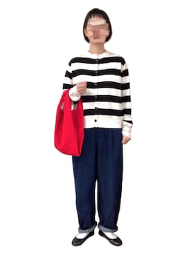 「アイテム（エコバッグ/サブバッグ、レッド系）」を使った、misakiさん（レディース・162cm）の春コーディネート