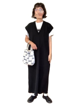 「R&D.M.Co OLDMAN’S TAILOR（オールドマンズテイラー）のアイテム（トップス）」を使った、misakiさん（レディース・162cm）の夏コーディネート