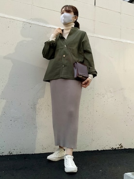 「UNIQLO（ユニクロ）のエクストラファインメリノリブタートルネックセーター（長袖）（ニット/セーター）」を使った、miwaさん（レディース・155cm）の秋コーディネート