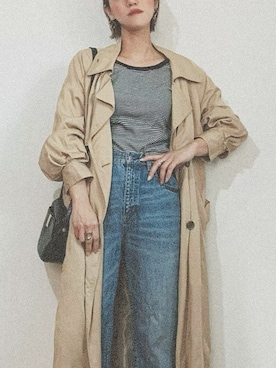 「アイテム（トレンチコート）」を使った、chi__ka❤︎さん（レディース・161cm）の冬コーディネート