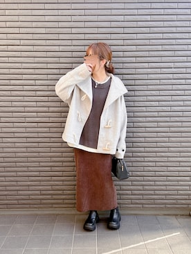「アイテム（ダッフルコート）」を使った、nenekokoさん（レディース・163cm）の秋コーディネート