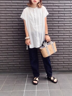 「LEPSIM（レプシィム）のベルトアツゾコサンダル　790591（サンダル）」を使った、nenekokoさん（レディース・163cm）の夏コーディネート