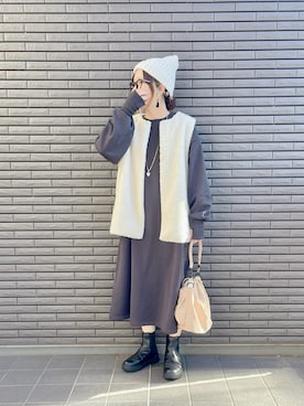 「clarks」｜「アイテム（ワンピース）」を使った、nenekokoさん（レディース・163cm）の冬コーディネート