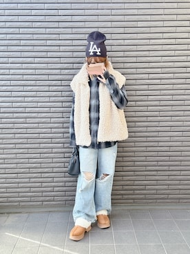 「アイテム（ベスト）」を使った、nenekokoさん（レディース・163cm）の秋コーディネート