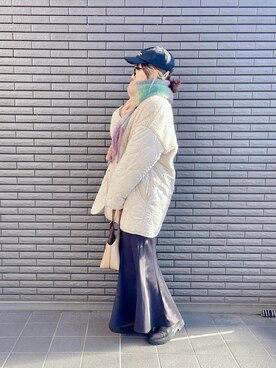 「しまむら（シマムラ）のアイテム（ブルゾン）」を使った、nenekokoさん（レディース・163cm）の冬コーディネート