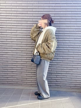 「ボストンバッグ」｜「アイテム（MA-1）」を使った、nenekokoさん（レディース・163cm）の冬コーディネート