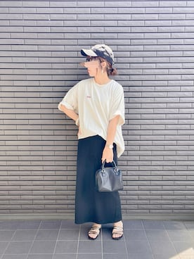 「アイテム（ボストンバッグ）」を使った、nenekokoさん（レディース・163cm）の夏コーディネート