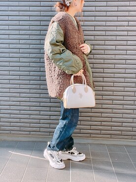 「ISOOK（アイスー）のアイテム（スウェット）」を使った、nenekokoさん（レディース・163cm）の冬コーディネート