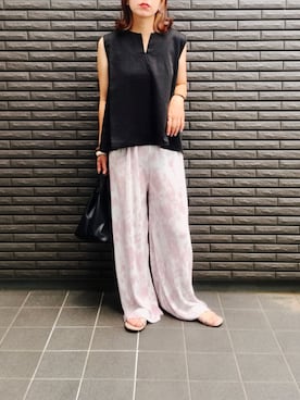 「FIG&VIPER（フィグアンドバイパー）のアイテム（パンツ）」を使った、nenekokoさん（レディース・163cm）の夏コーディネート