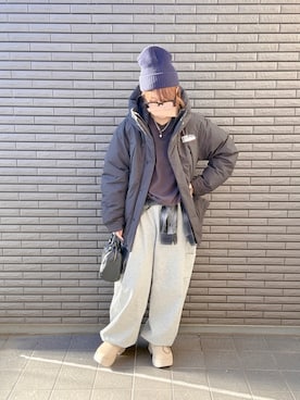 「FIRST DOWN（ファーストダウン）のアイテム（ダウンジャケット/コート）」を使った、nenekokoさん（レディース・163cm）の冬コーディネート