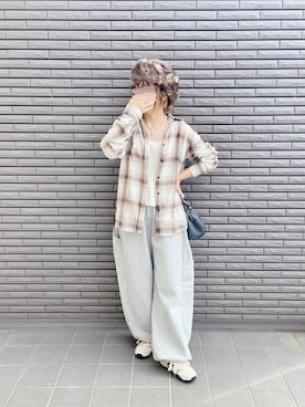 「アイテム（スウェットパンツ）」を使った、nenekokoさん（レディース・163cm）の秋コーディネート