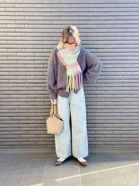 「Bifrost（ビフレスト）の2way ワンハンドルショルダーバッグ（ショルダーバッグ）」を使った、nenekokoさん（レディース・163cm）の冬コーディネート