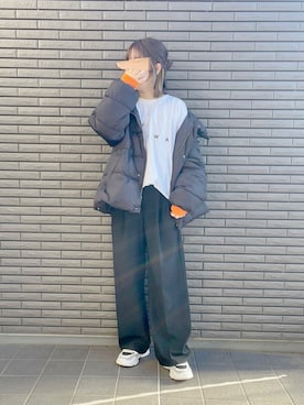 「noyau（ノヤウ）の厚底ダッドスニーカー（スニーカー）」を使った、nenekokoさん（レディース・163cm）の冬コーディネート