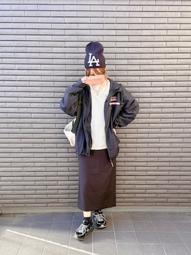 「アイテム（ナイロンジャケット）」を使った、nenekokoさん（レディース・163cm）の秋コーディネート