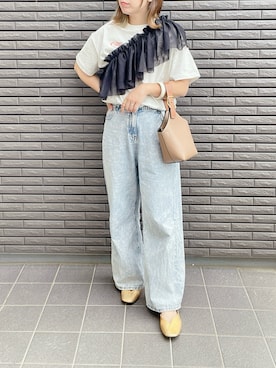 「Bifrost（ビフレスト）の2way ワンハンドルショルダーバッグ（ショルダーバッグ）」を使った、nenekokoさん（レディース・163cm）の夏コーディネート