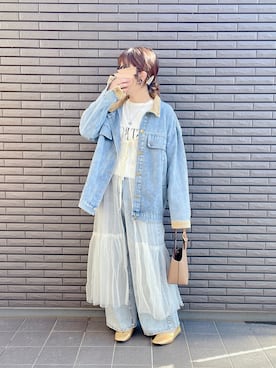 「CLEA（クレア）のアイテム（デニムジャケット）」を使った、nenekokoさん（レディース・163cm）の春コーディネート