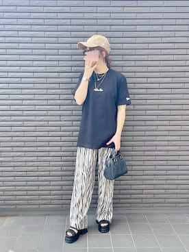 「アイテム（ボストンバッグ）」を使った、nenekokoさん（レディース・163cm）の夏コーディネート