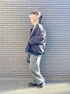 「タートルネック」｜「アイテム（MA-1）」を使った、nenekokoさん（レディース・163cm）の冬コーディネート