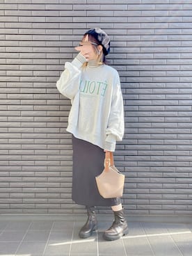 「タートルネック」｜「アイテム（MA-1）」を使った、nenekokoさん（レディース・163cm）の冬コーディネート