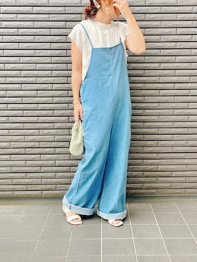 「Lee」｜「アイテム（サロペット/オーバーオール）」を使った、nenekokoさん（レディース・163cm）の夏コーディネート