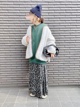 「ECRIRE（エクリール）のアイテム（ブルゾン）」を使った、nenekokoさん（レディース・163cm）の冬コーディネート